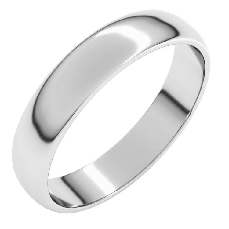14K White Gold 4 mm Lightweight Half Round Band Size 13