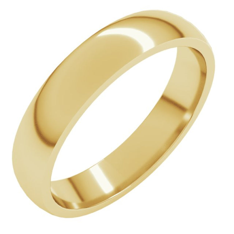 10K Yellow Gold 4 mm Lightweight Comfort-Fit Half Round Band Size 13