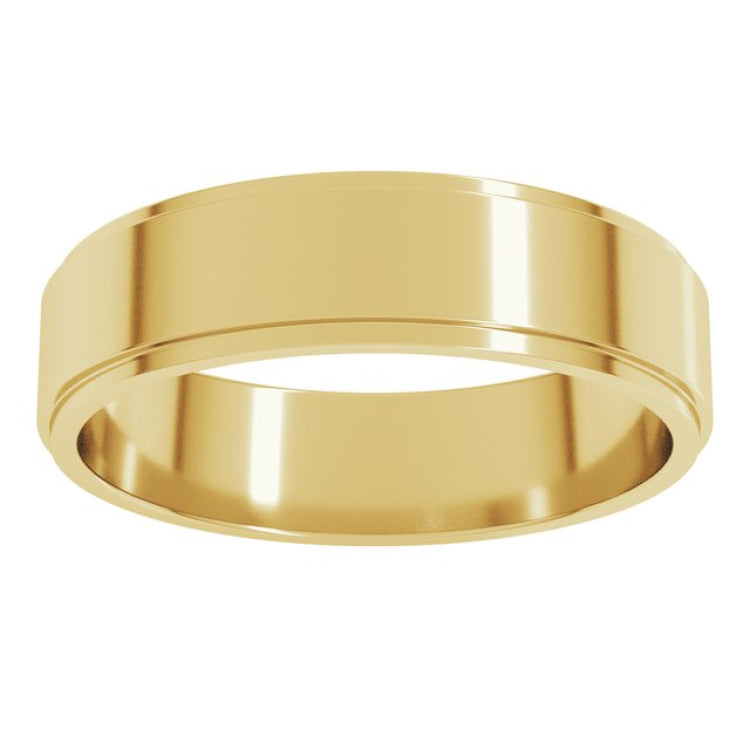 10K Yellow Gold 5 mm Stepped-Edge Flat Band Size 9