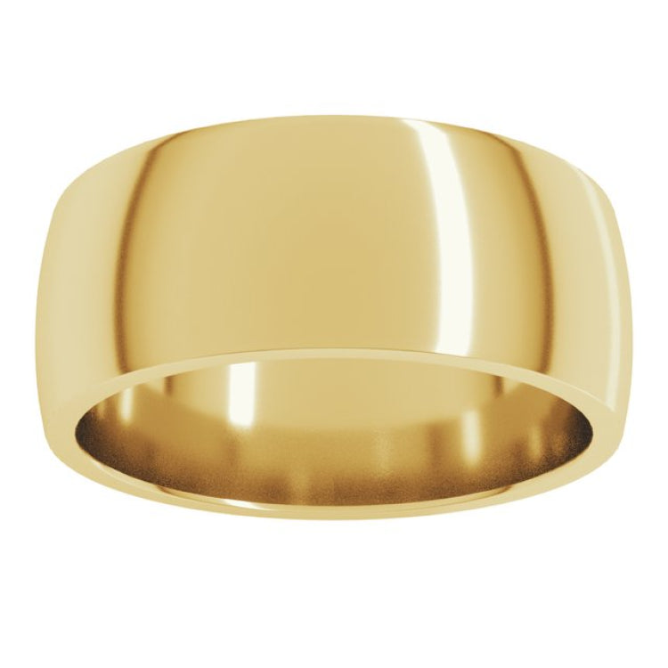 10K Yellow Gold 8 mm Lightweight Comfort-Fit Half Round Band Size 12