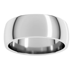 10K White Gold 7 mm Lightweight Comfort-Fit Half Round Band Size 10