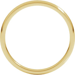 14K Yellow Gold 2 mm Lightweight Comfort-Fit Half Round Band Size 5