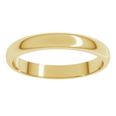 14K Yellow Gold 3 mm Half Round Band Size 16
