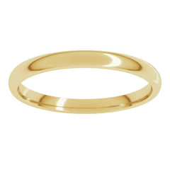 14K Yellow Gold 2 mm Lightweight Comfort-Fit Half Round Band Size 2.5