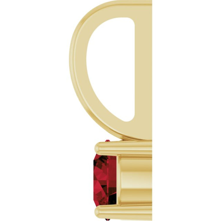 14K Yellow Gold Imitation Mozambique Garnet Solitaire Charm/Pendant