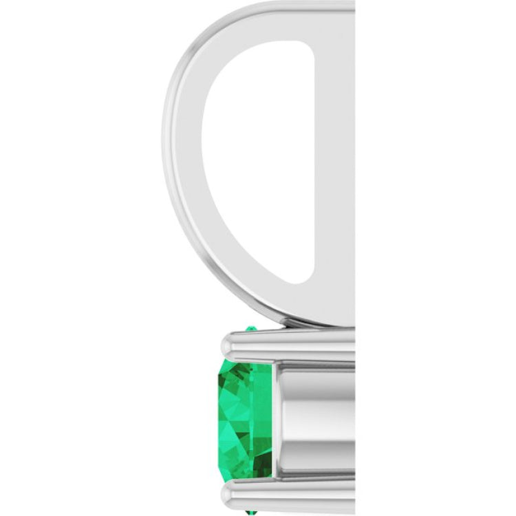 Sterling Silver Imitation Emerald Solitaire Charm/Pendant