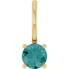 14K Yellow Gold Imitation Alexandrite Solitaire Charm/Pendant