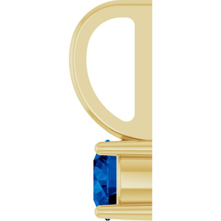 14K Yellow Gold Imitation Blue Sapphire Solitaire Charm/Pendant