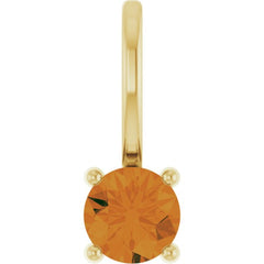 14K Yellow Gold Imitation Citrine Solitaire Charm/Pendant