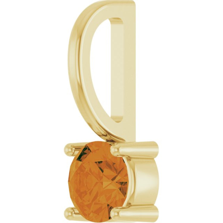 14K Yellow Gold Imitation Citrine Solitaire Charm/Pendant