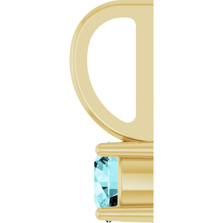 14K Yellow Gold Imitation Blue Zircon Solitaire Charm/Pendant