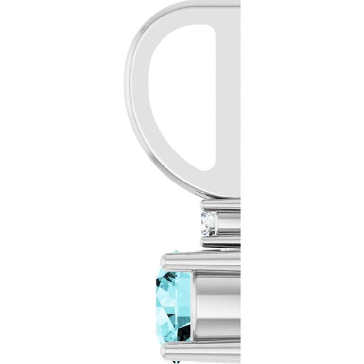 14K White Gold Natural Blue Zircon & .015 CT Natural Diamond Charm/Pendant