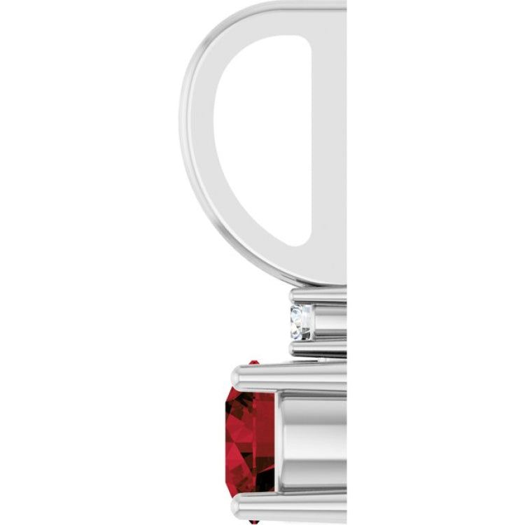 14K White Gold Natural Mozambique Garnet & .015 CT Natural Diamond Charm/Pendant