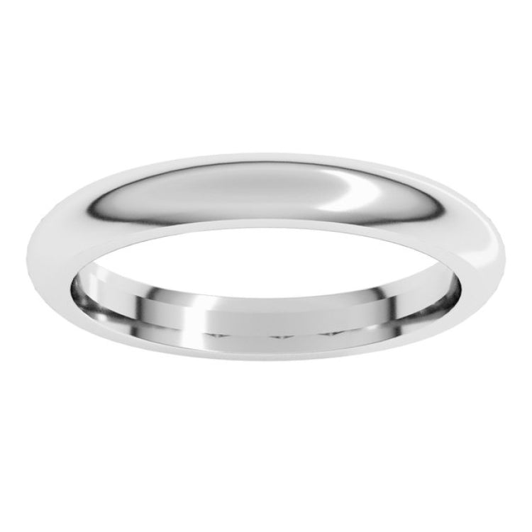 18K White Gold 3 mm Comfort-Fit Half Round Band Size 9
