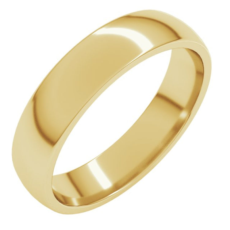14K Yellow Gold 4.5 mm Lightweight Comfort-Fit Half Round Band Size 7.5