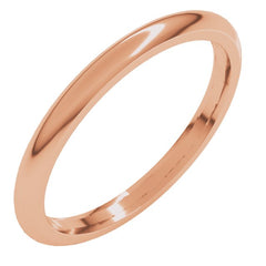 14K Rose Gold 2 mm Comfort-Fit Half Round Band Size 6