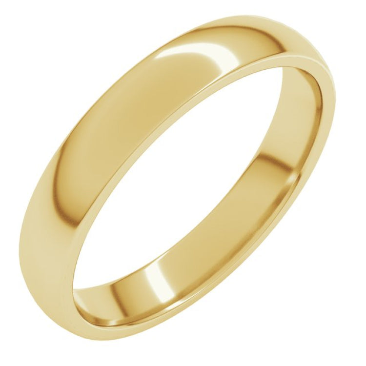 14K Yellow Gold 3.5 mm Lightweight Comfort-Fit Half Round Band Size 7.5