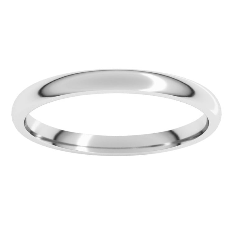 14K White Gold 2 mm Lightweight Comfort-Fit Half Round Band Size 3.5