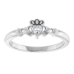 14K White Gold Stuller Lab-Grown Moissanite™  Claddagh Ring