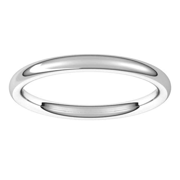 14K White Gold 2 mm Comfort-Fit European-Style Band Size 6.5