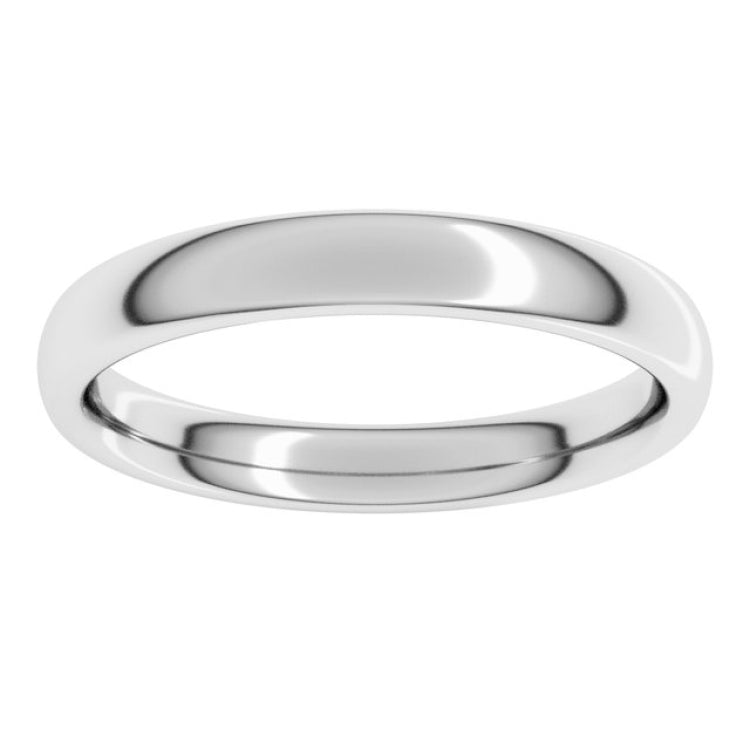 14K White Gold 3 mm Comfort-Fit European-Style Band Size 6.5