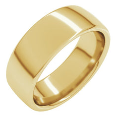 14K Yellow Gold 7 mm Comfort-Fit European-Style Band Size 8