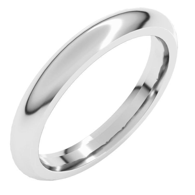 Platinum 3 mm Comfort-Fit Half Round Band Size 10