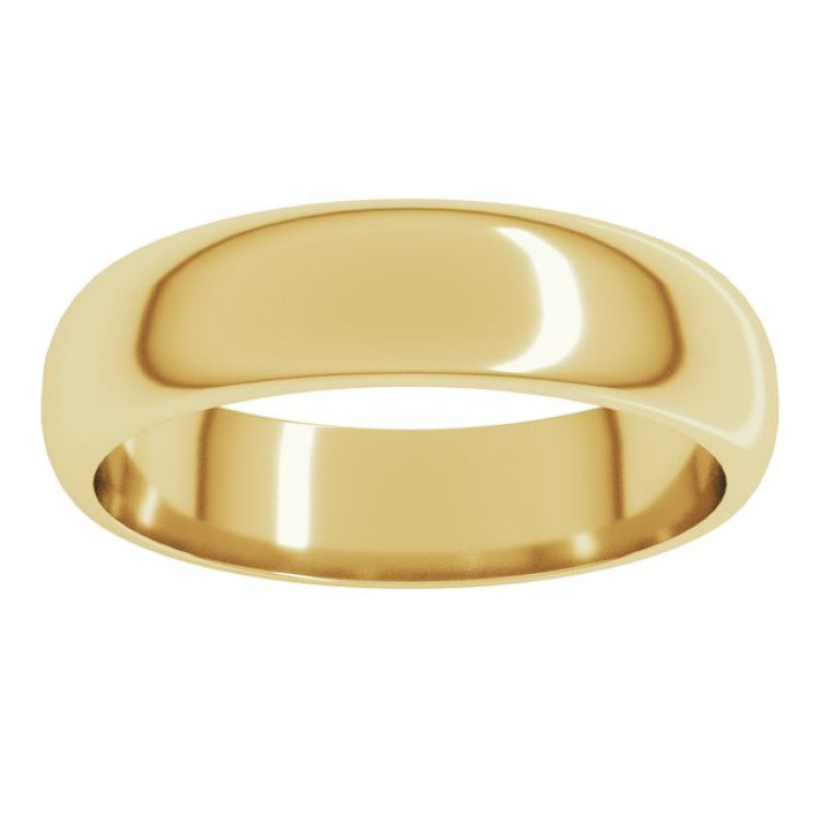 14K Yellow Gold 5 mm Half Round Band Size 13