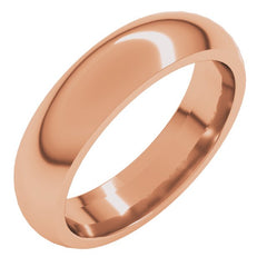 14K Rose Gold 5 mm Comfort-Fit Half Round Band Size 12