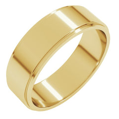 14K Yellow Gold 6 mm Stepped-Edge Flat Band Size 10.5