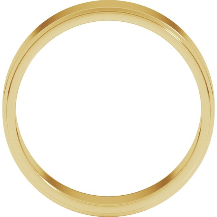 14K Yellow Gold 6 mm Stepped-Edge Flat Band Size 10.5