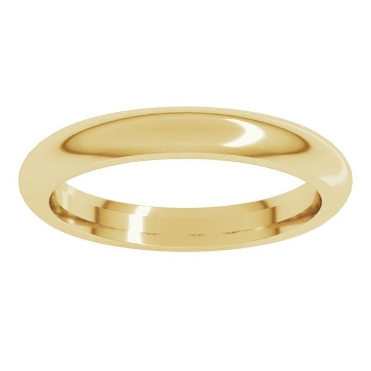14K Yellow Gold 3 mm Comfort-Fit Half Round Band Size 11.5