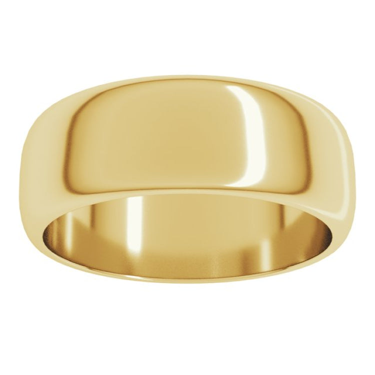 14K Yellow Gold 7 mm Half Round Band Size 8.5