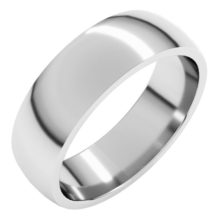 14K White Gold 6 mm Lightweight Comfort-Fit Half Round Band Size 15