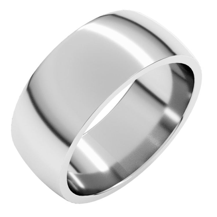 10K White Gold 8 mm Lightweight Comfort-Fit Half Round Band Size 12
