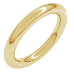 14K Yellow Gold 3 mm Comfort-Fit Full Round Band Size 4.5