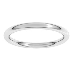 14K White Gold 2 mm Comfort-Fit Full Round Band Size 5.5