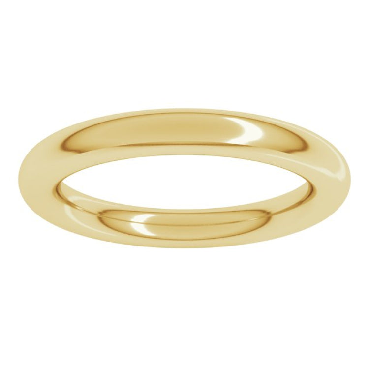 18K Yellow Gold 3 mm Comfort-Fit Full Round Band Size 6.5