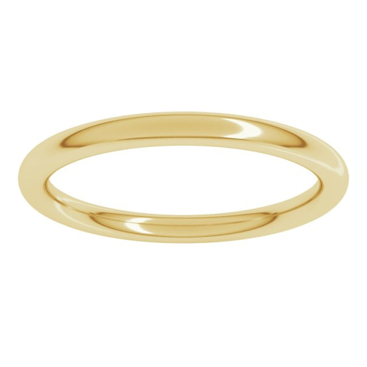 18K Yellow Gold 2 mm Comfort-Fit Full Round Band Size 6