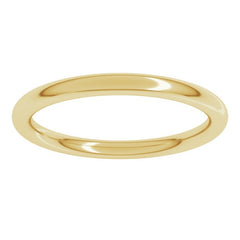 14K Yellow Gold 2 mm Comfort-Fit Full Round Band Size 7.5