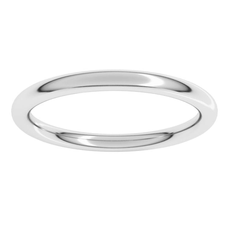 14K White Gold 2 mm Comfort-Fit Full Round Band Size 9