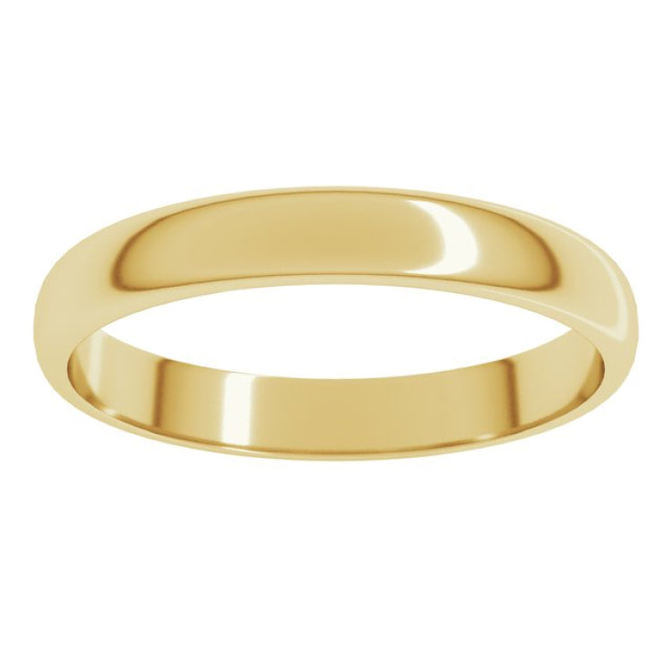 14K Yellow Gold 3 mm Lightweight Half Round Band Size 8.5