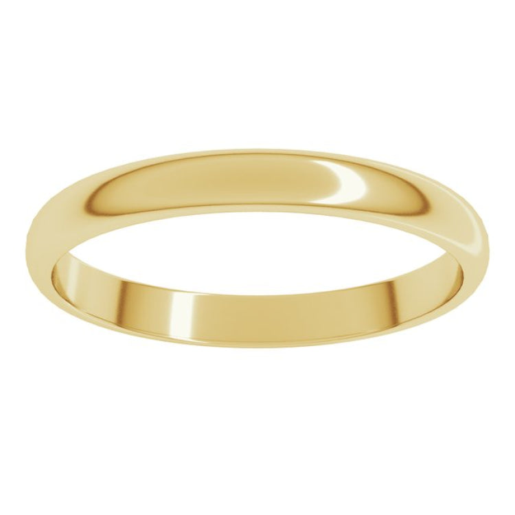14K Yellow Gold 2.5 mm Lightweight Half Round Band Size 5.5
