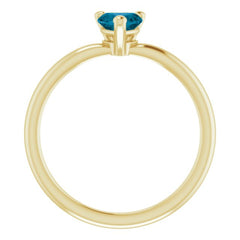 14K Yellow Gold Natural London Blue Topaz Heart Solitaire Ring