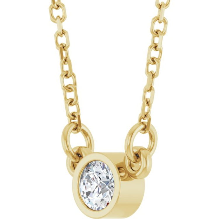 14K Yellow Gold 1/10 CT Lab-Grown Diamond Solitaire 18" Necklace