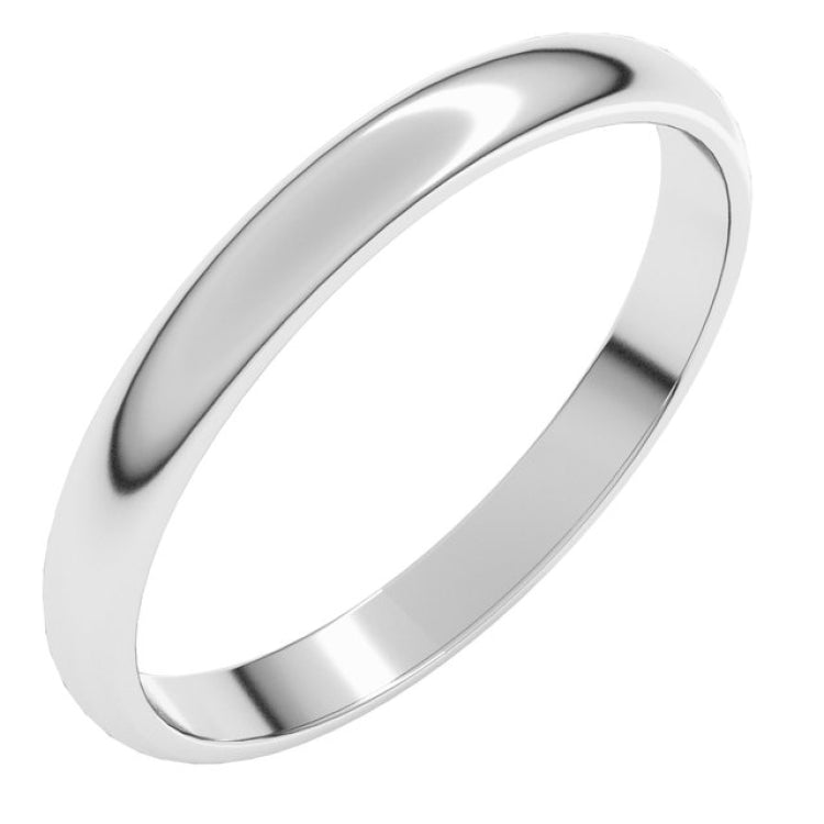 14K White Gold 2.5 mm Lightweight Half Round Band Size 7.5