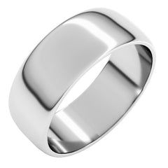 14K White Gold 7 mm Lightweight Half Round Band Size 5.5