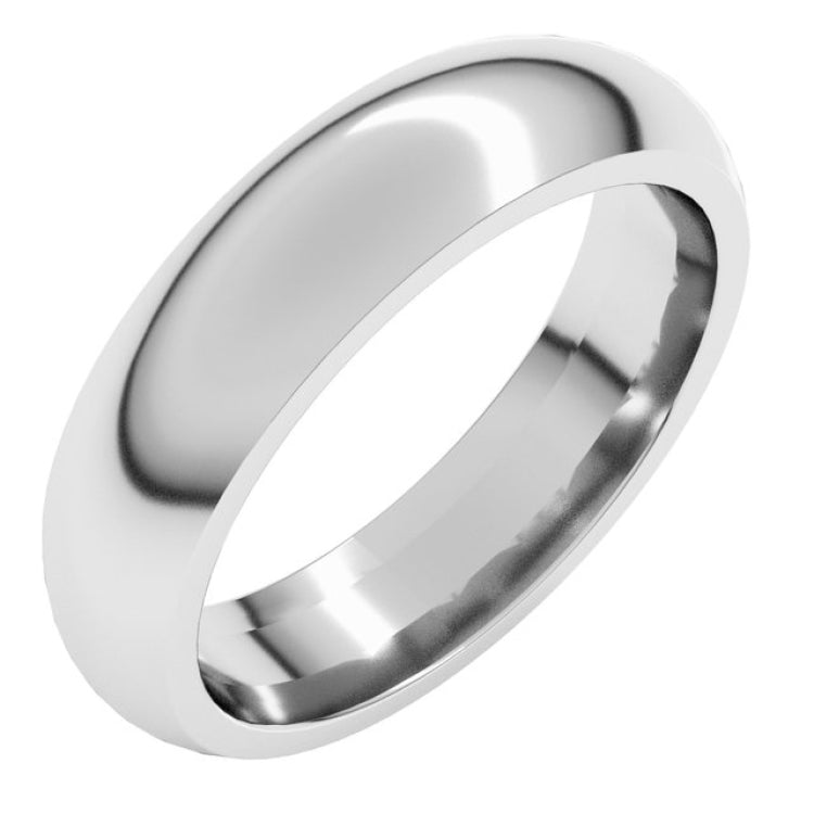 10K White Gold 5 mm Comfort-Fit Half Round Band Size 11