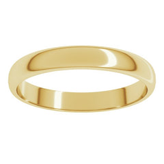 14K Yellow Gold 3 mm Lightweight Half Round Band Size 4