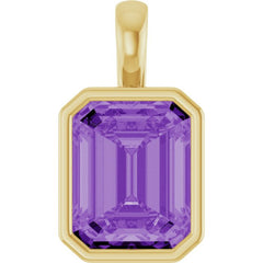 14K Yellow Gold Lab-Grown Purple Sapphire Pendant